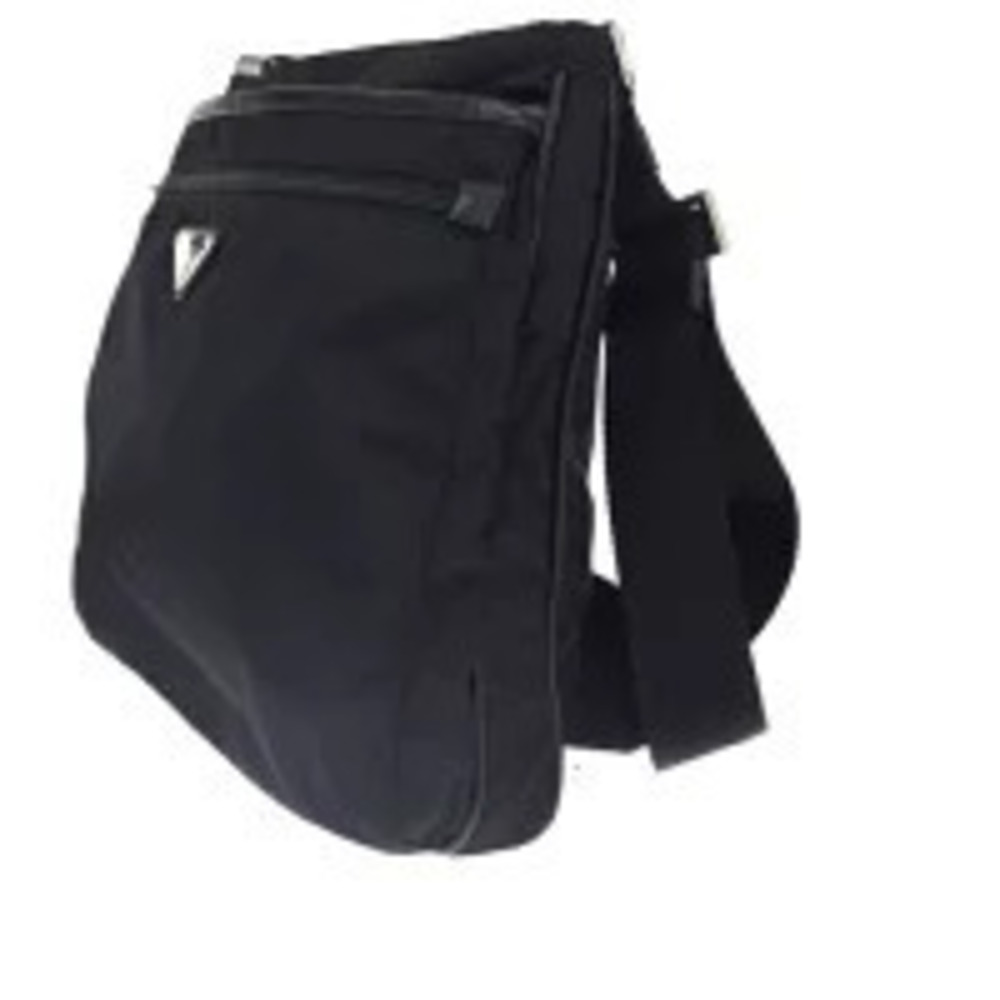 Prada enameled bag Tessuto Crossbody messenger Black triangle Black